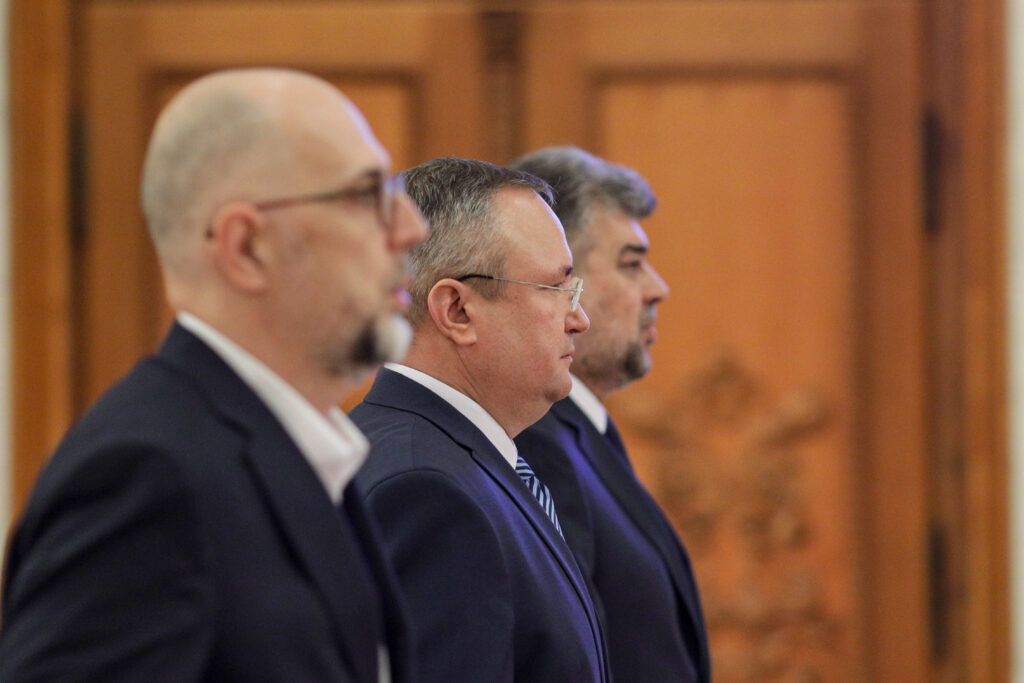 Nicolae Ciucă, Marcel Ciolacu și Kelemen Hunor 