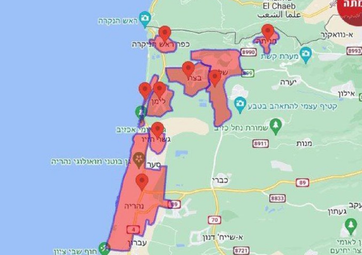 rachete hartă liban israel