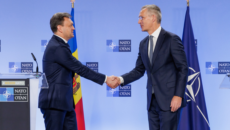NATO Secretary General Jens Stoltenberg with the Prime Minister of Moldova, Dorin Recean