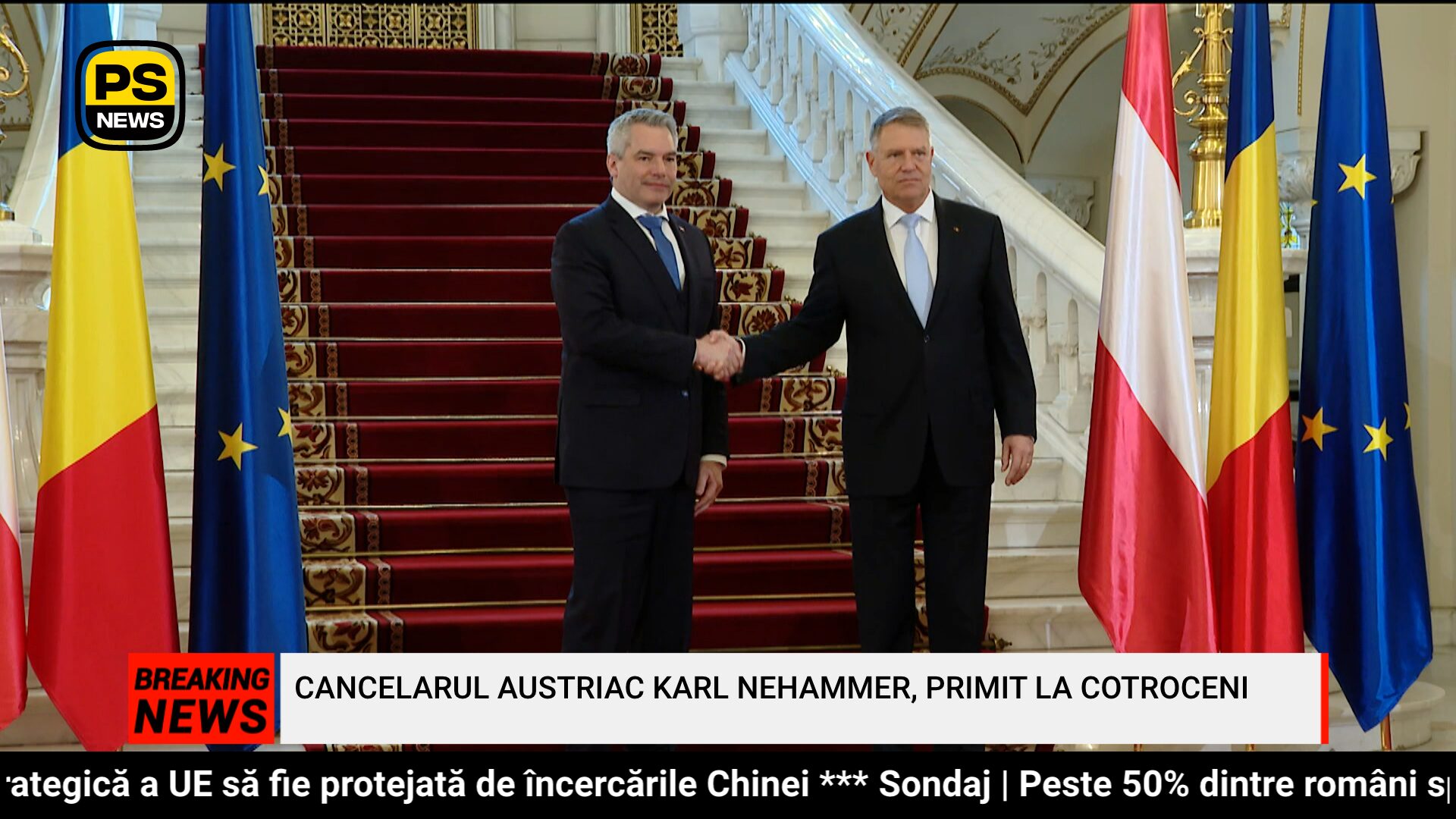 PS News TV | Cancelarul austriac Karl Nehammer, primit la Cotroceni de președintele Iohannis