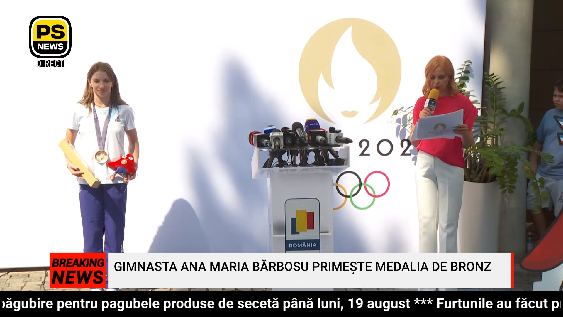 PS News TV | Gimnasta Ana Maria Bărbosu primește medalia de bronz