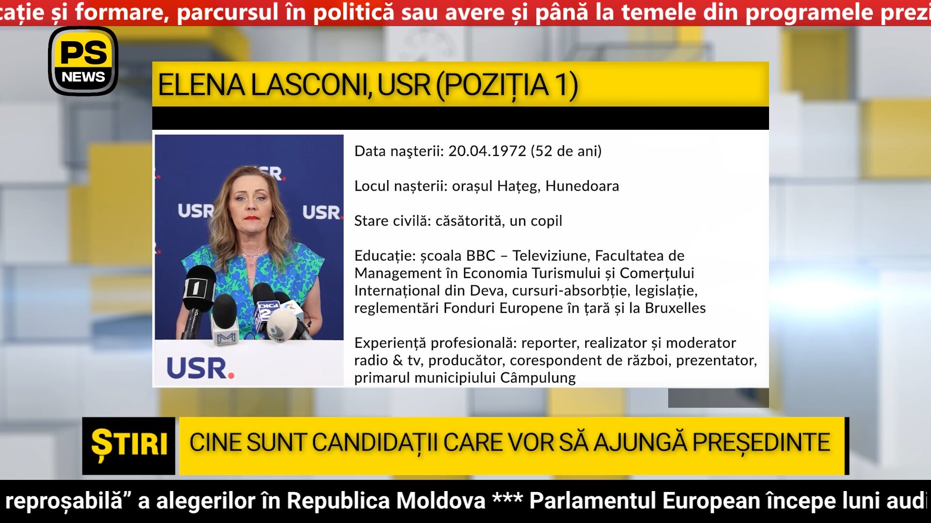 PS News TV | Prezidențiale 2024 | Elena Lasconi, președinte USR | poziția 1 pe buletinul de vot