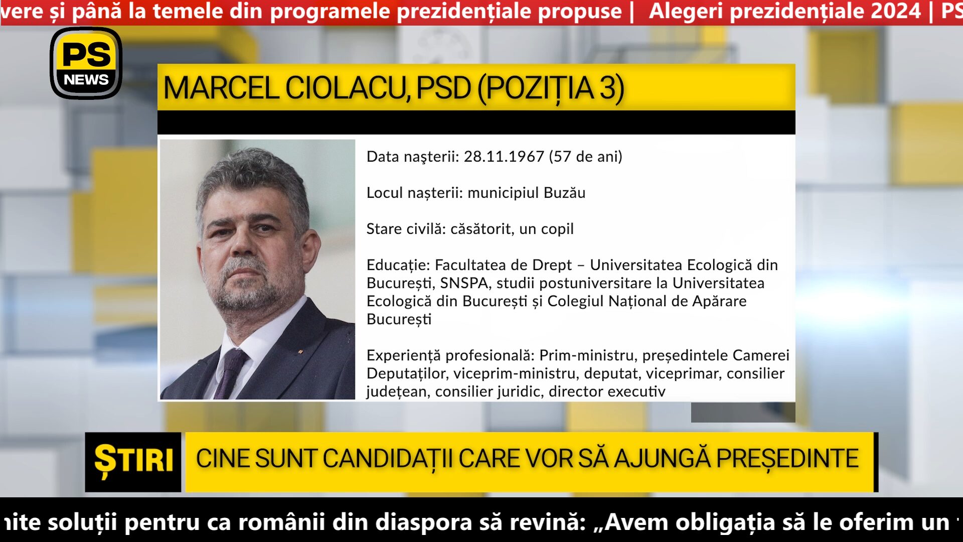 PS News TV | Prezidențiale 2024 | Marcel Ciolacu, președinte PSD | poziția 3 pe buletinul de vot