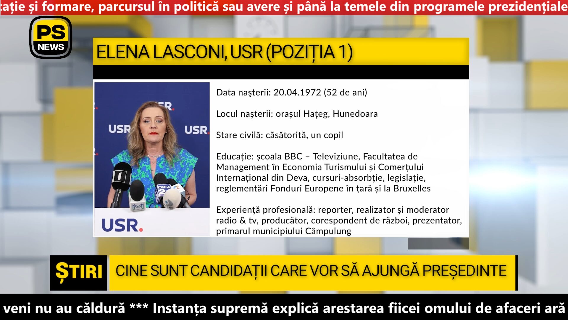 PS News TV | Prezidențiale 2024 | Elena Lasconi, președinte USR | poziția 1 pe buletinul de vot