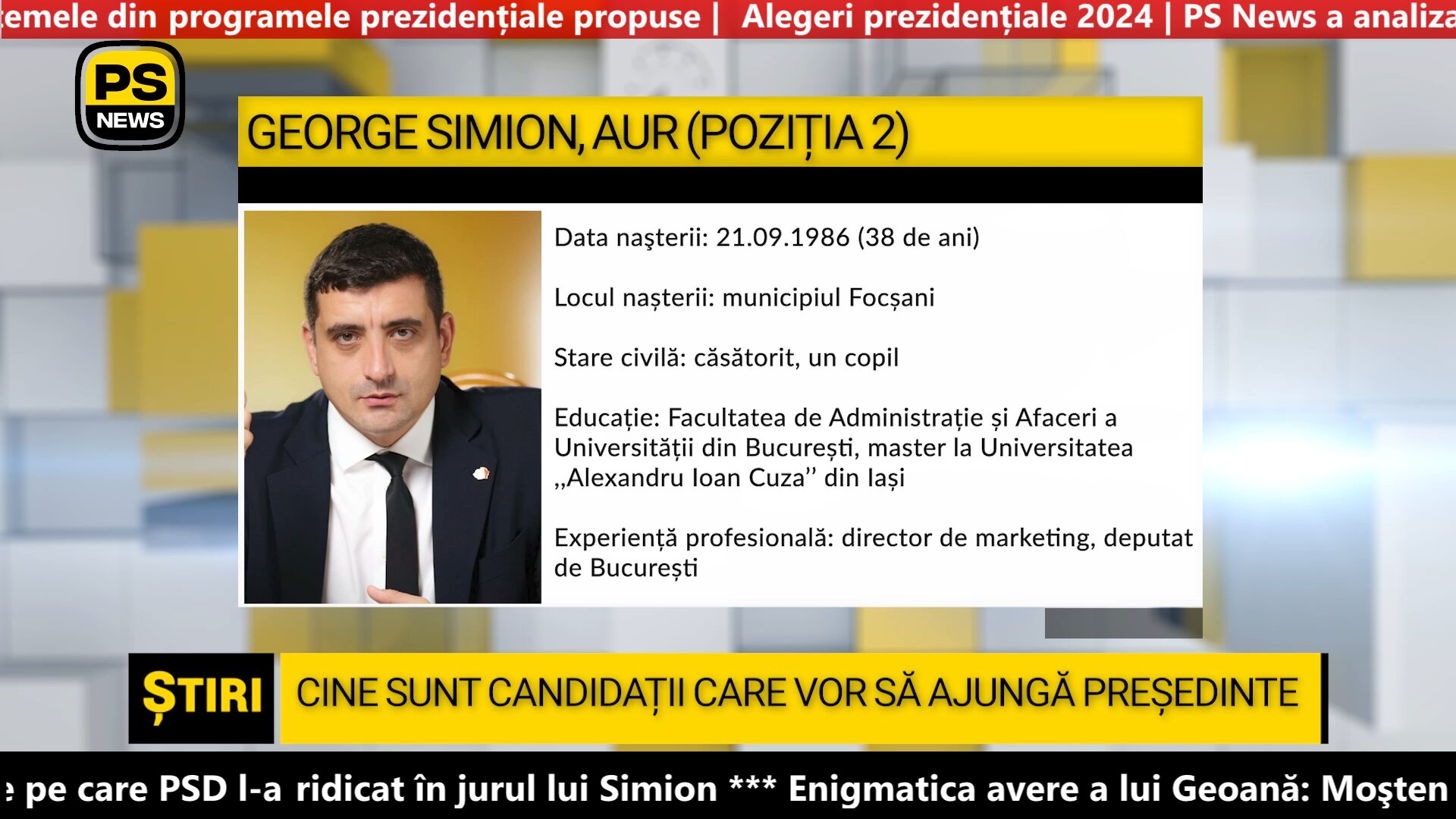 PS News TV | Prezidențiale 2024 | George Simion, președinte AUR | poziția 2 pe buletinul de vot