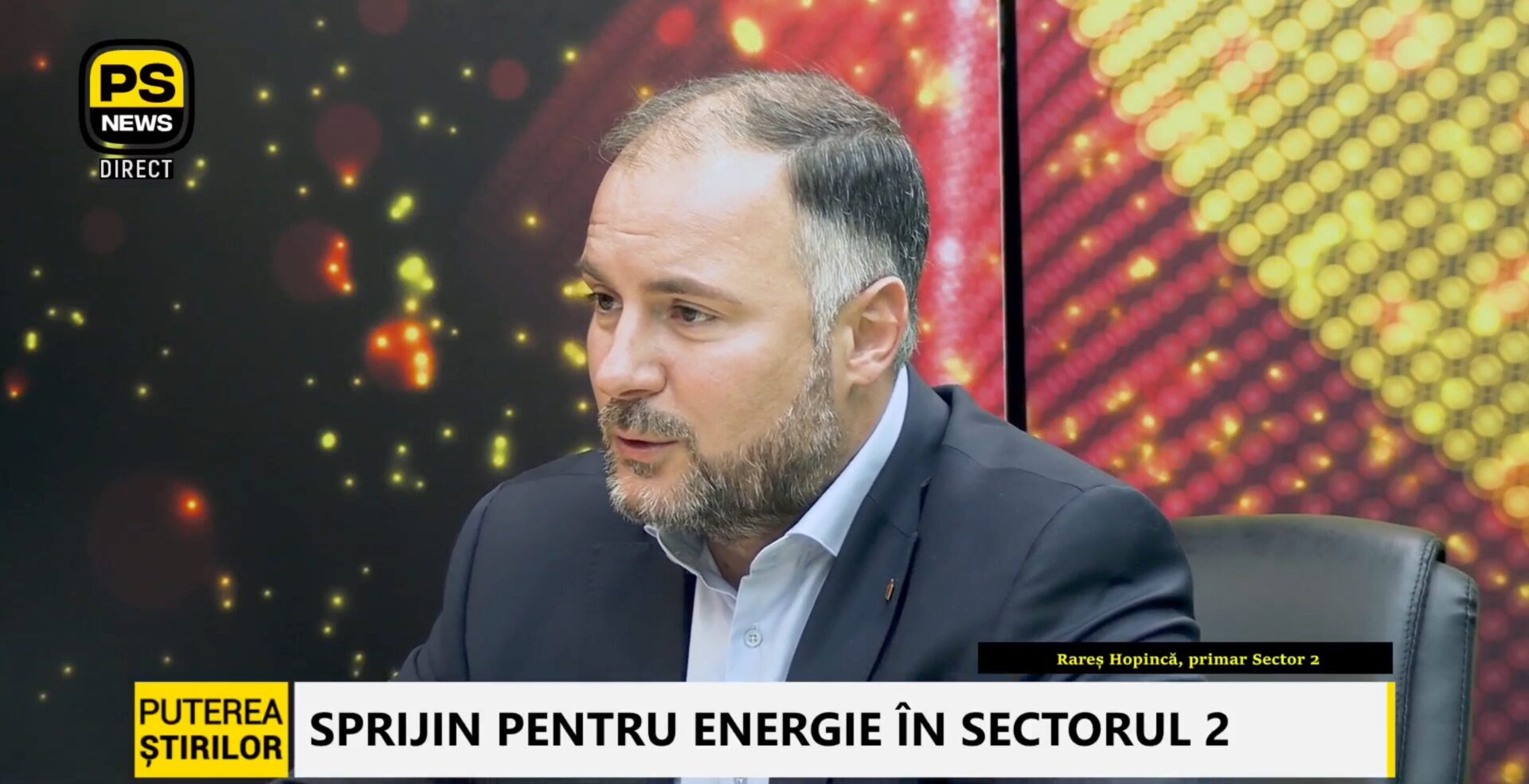 Rareș Hopincă, primarul Sectorului 2, discutând despre sprijinul financiar pentru plata facturilor la energie, la Puterea Știrilor