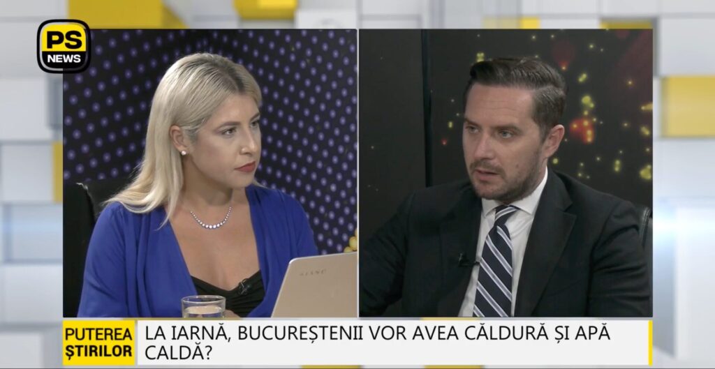 Stelian Bujduveanu în studio, discutând despre transferul CET-urilor către Primăria Capitalei.