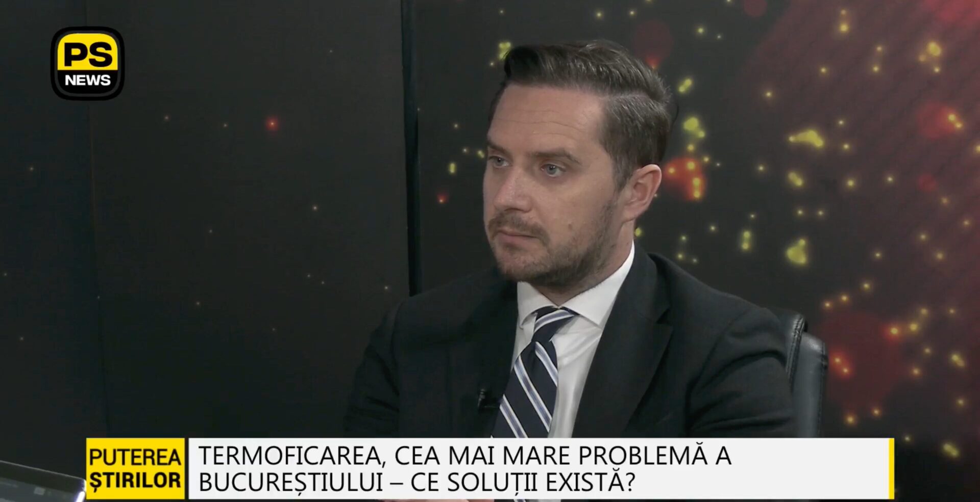 Stelian Bujduveanu în studio, vorbind despre transferul CET-urilor la Primăria Capitalei