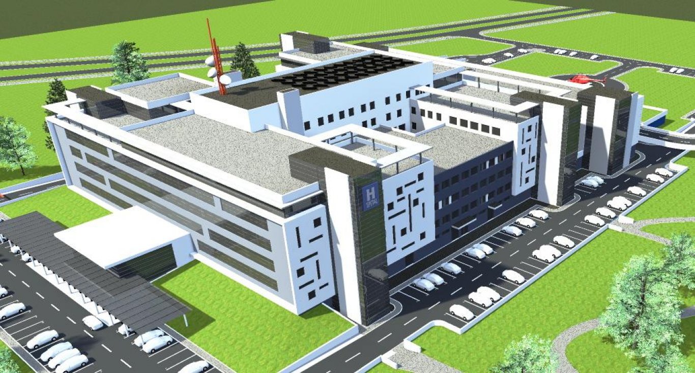 Randare arhitecturală a viitorului Institut Regional de Oncologie din Timișoara, un complex medical modern finanțat prin PNRR