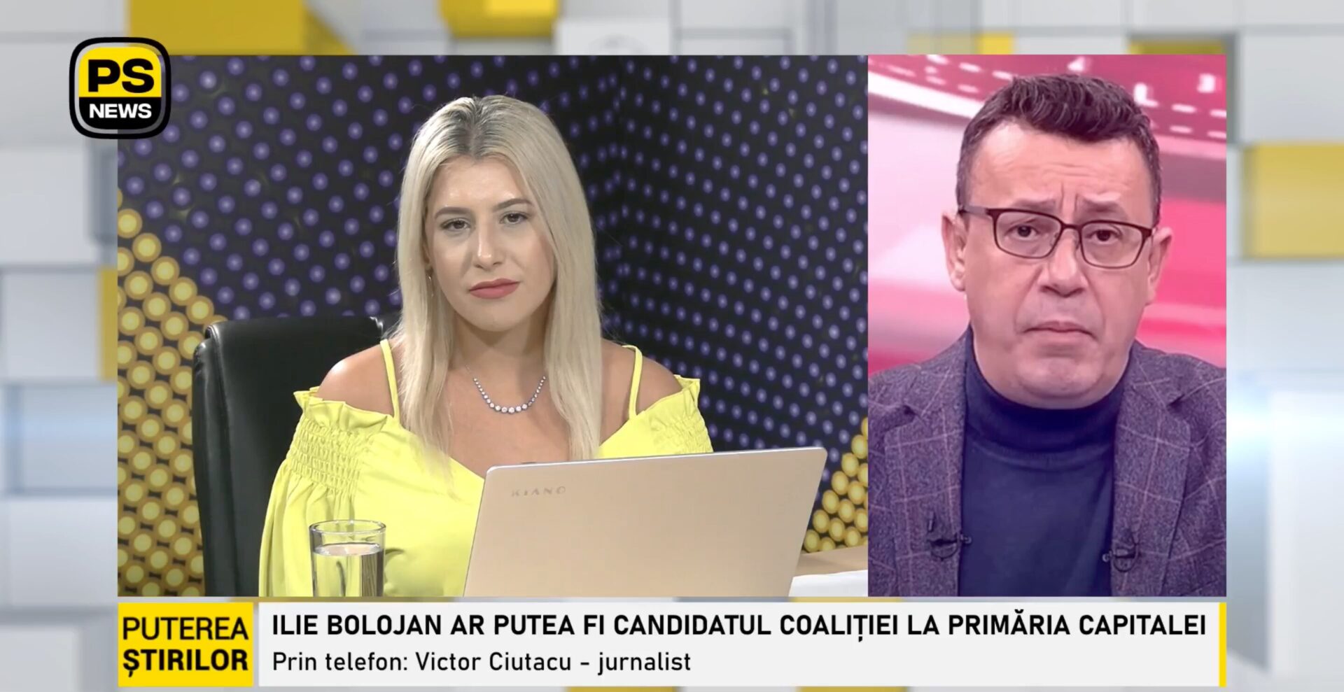 Jurnalistul Victor Ciutacu și Marinela Angheluș în dialog, în timpul emisiunii Puterea Știrilor